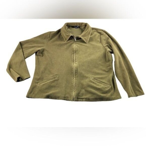 Lands End Womens Sz18/20 Green Corduroy Full Zip Lightweight Spring Jacket, Y2k - Picture 1 of 7